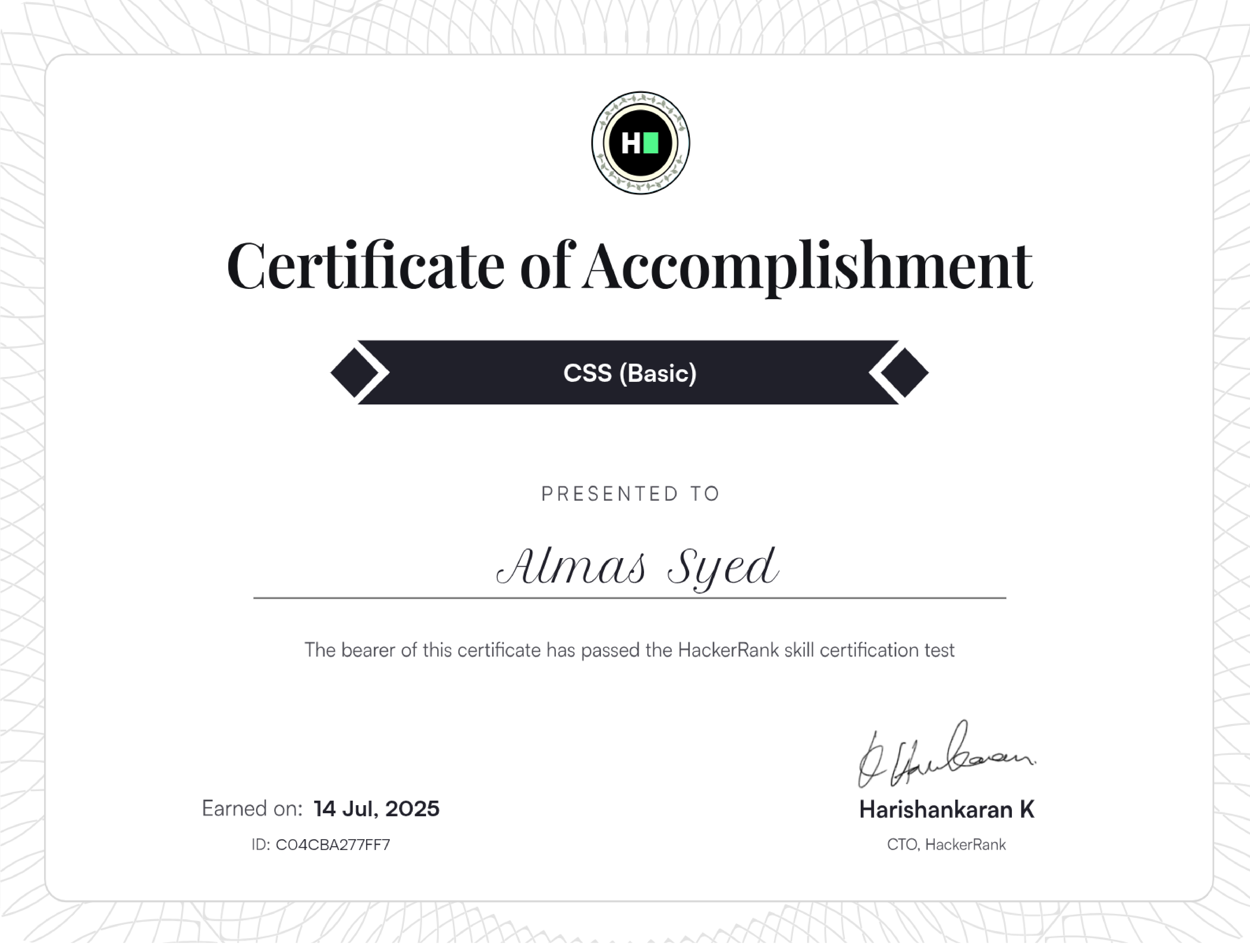 CSS Certificate