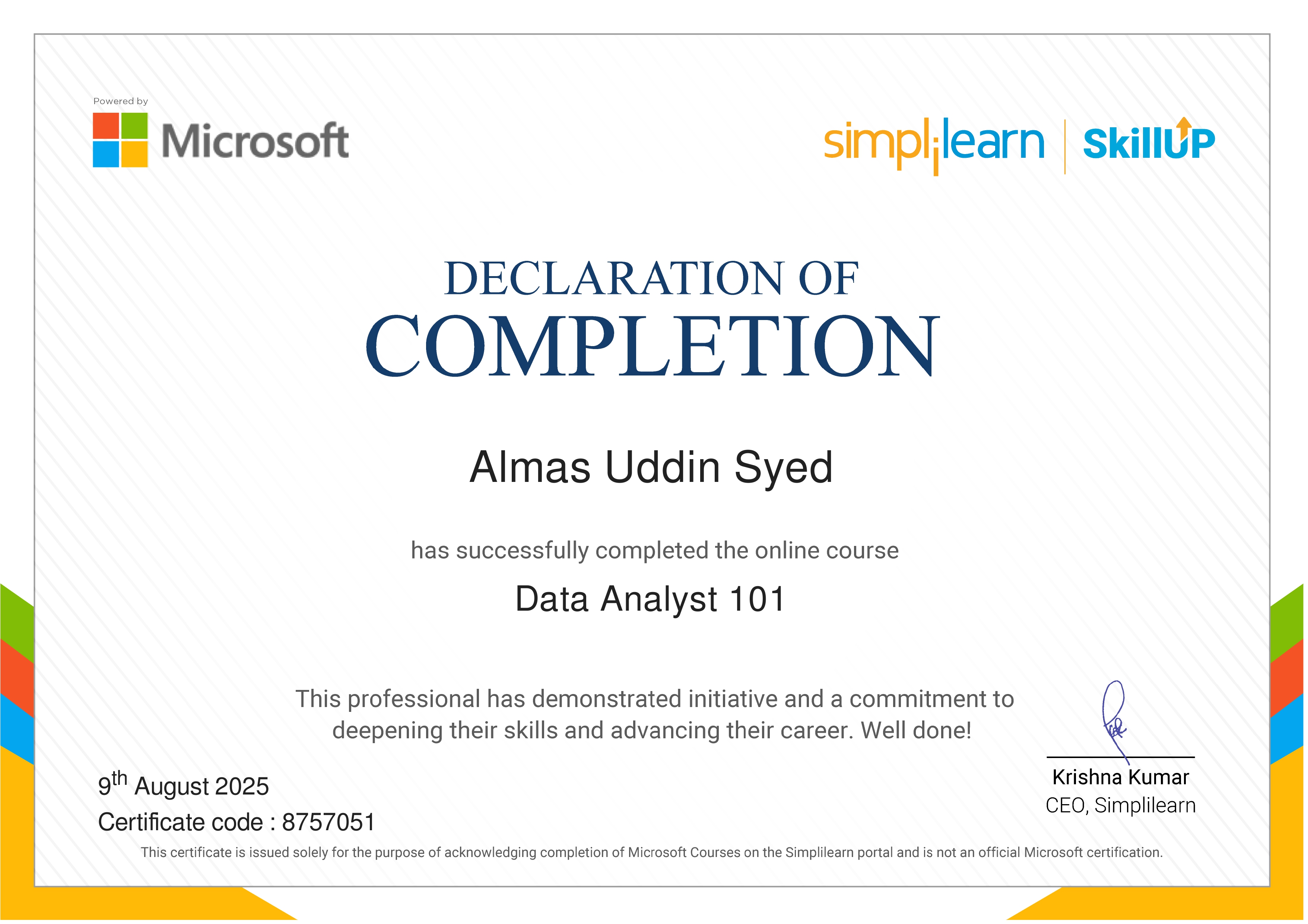 Data Analyst Certificate