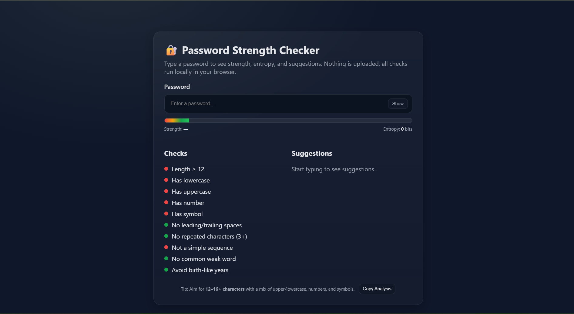 Password Strength Checker